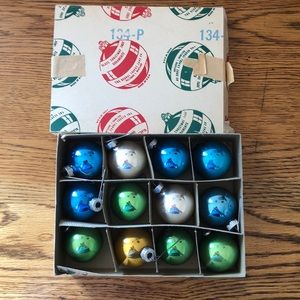 Set of 12 Vintage Christmas Bulb Ornaments